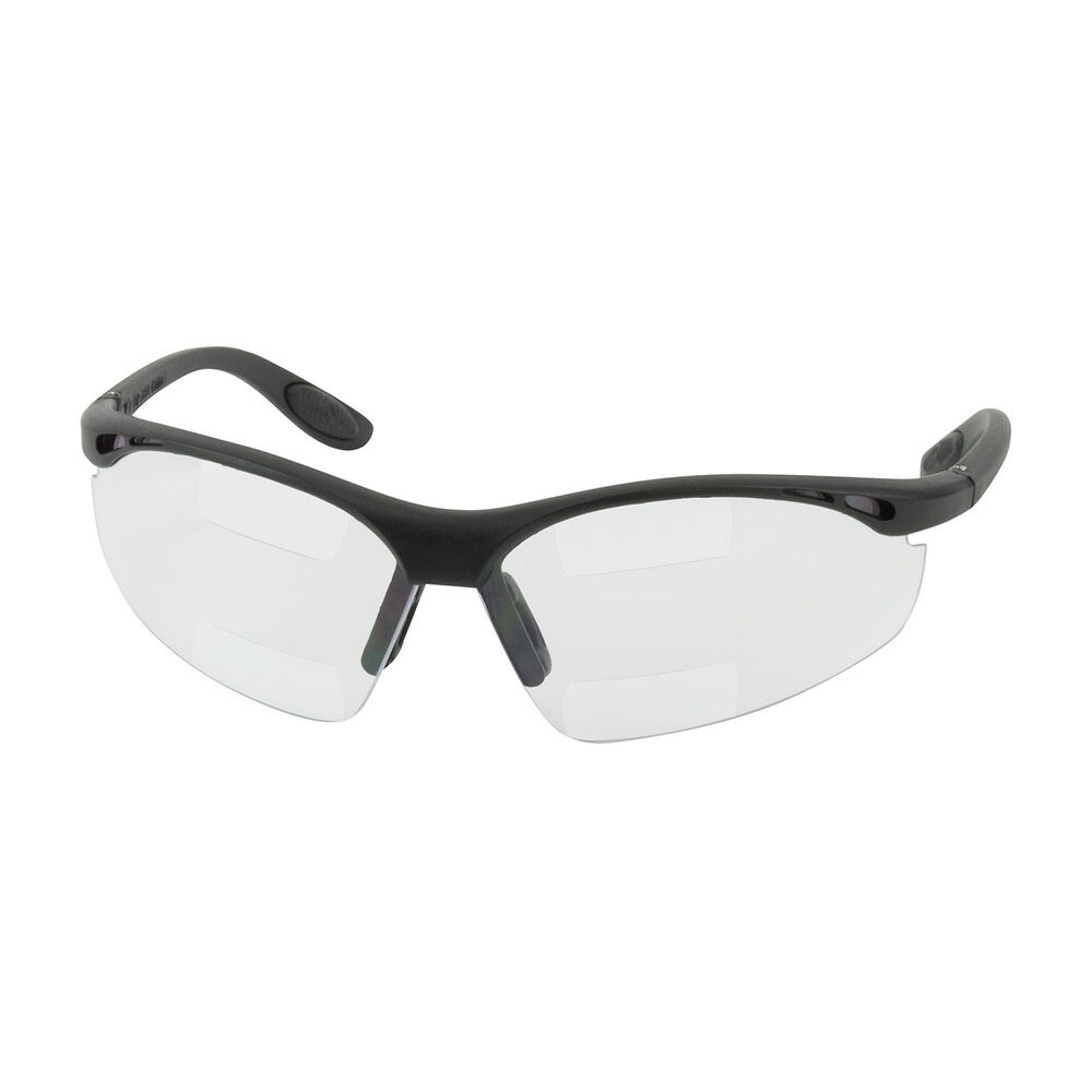Protective Industrial Products Double Mag Readers Semi-Rimless Safety Readers with Black Frame Clear Lens and Anti-Scratch / Anti-Fog Coating +2.00 TOP/BOT