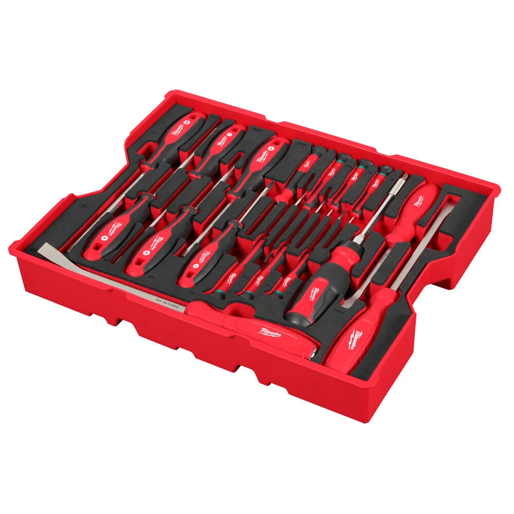 Milwaukee Screwdriver and Pry Bar Set with Tray for PACKOUT Drawers, 17 Pieces