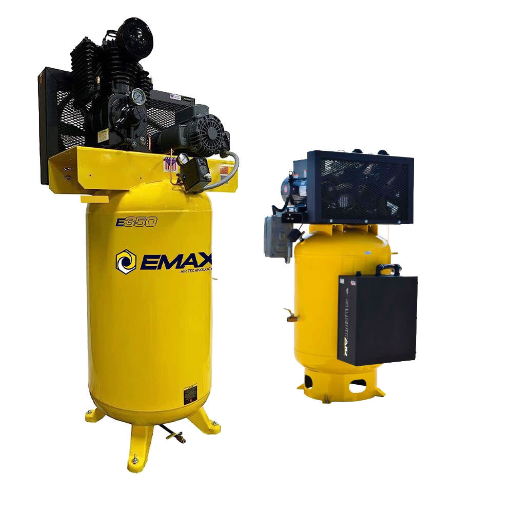 EMAX 80 Gallon 175 Psi 5HP Vertical Air Compressor with Silencer Kit Bundle