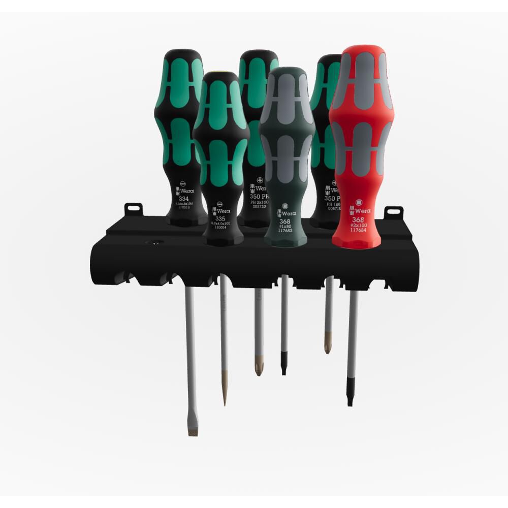 Wera Tools 334/368/6 Kraftform Plus 300 Screwdriver Set & Rack 6pc