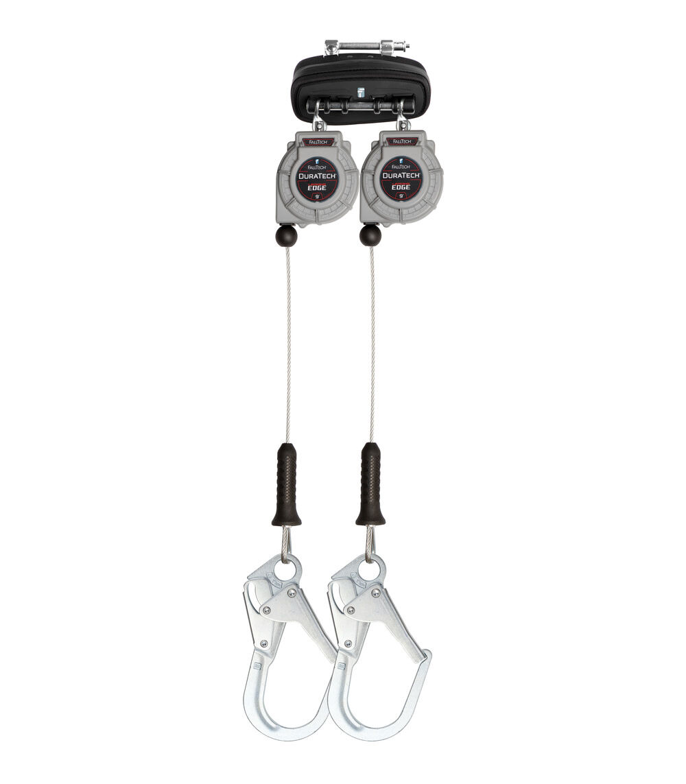 Falltech 9 ft. DuraTech Personal Leading Edge Cable SRL Twin Leg with Steel Rebar Hooks