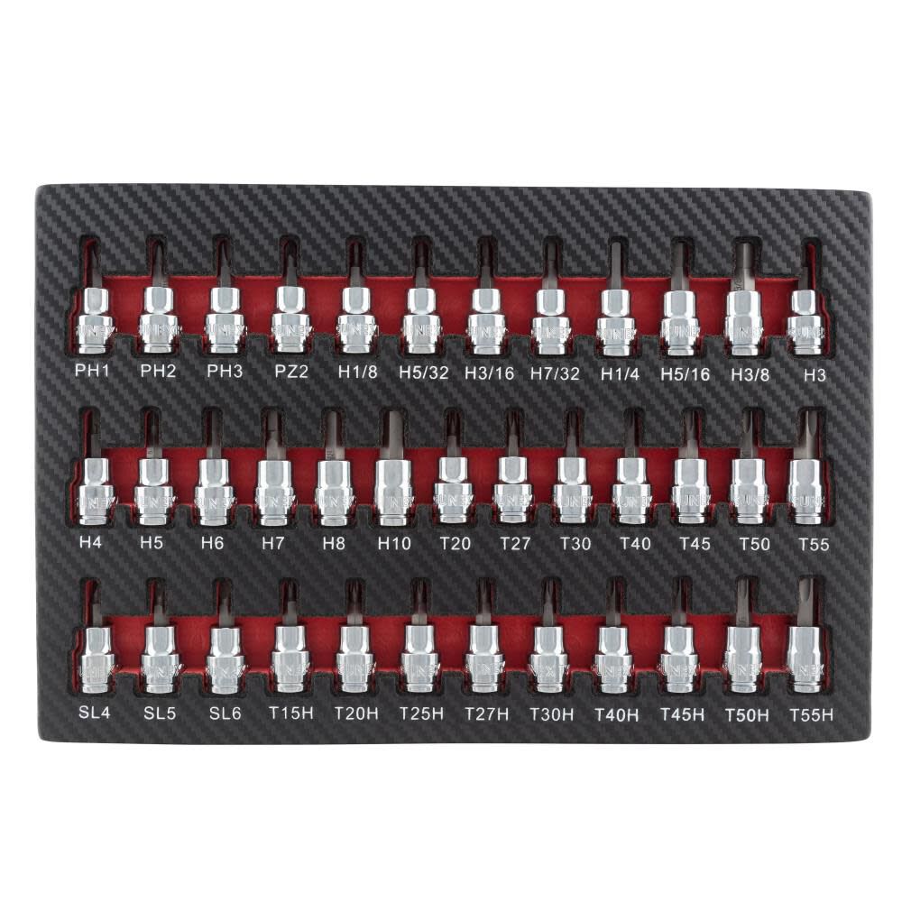 Sunex 3/8 Inch Drive SAE & Metric Hex Bit Socket Set 37pc