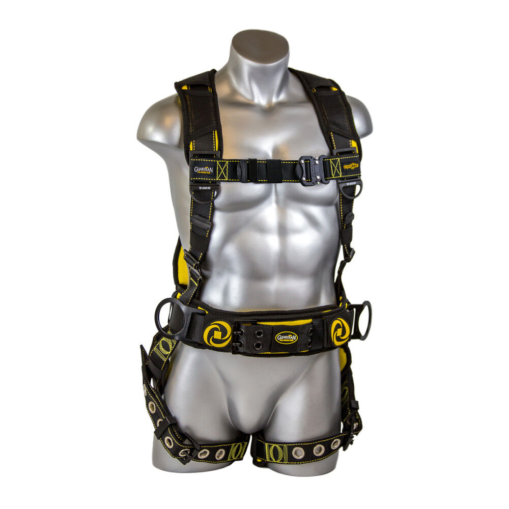 Guardian Fall Protection M/L Construction Full Body Harness with QC Chest Buckle, Side D-Ring