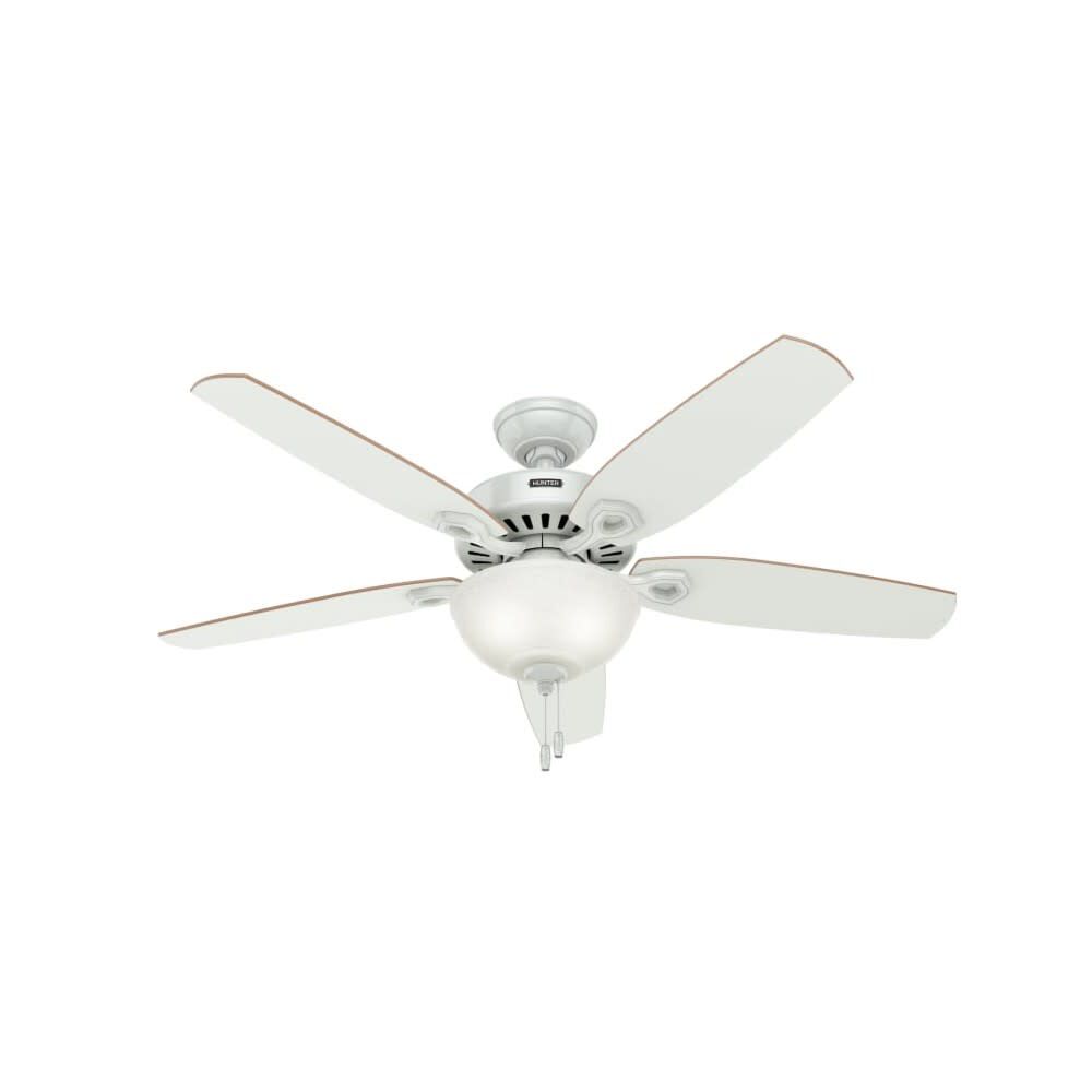 Hunter Fan Builder Deluxe Ceiling Fan 52in White White/Beech