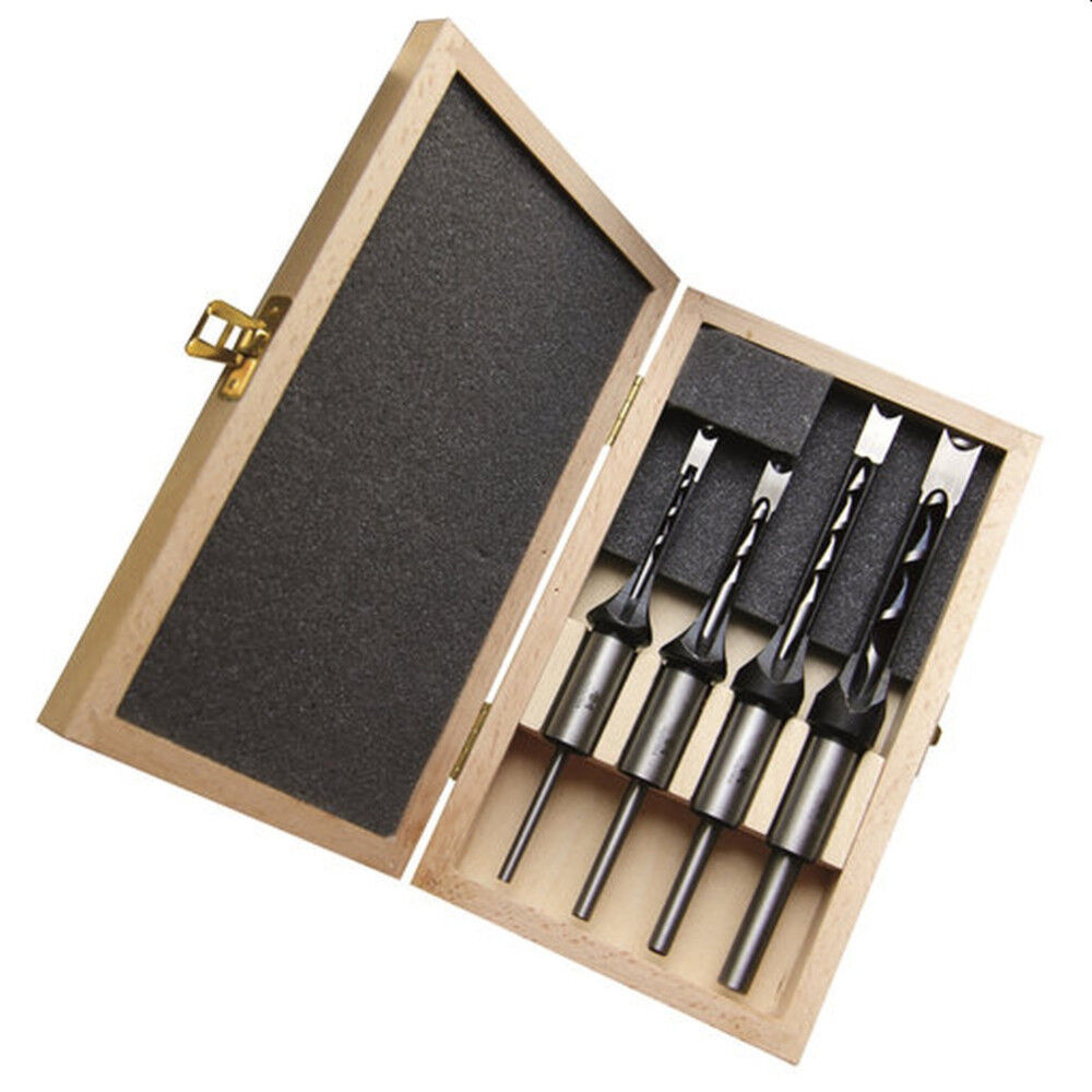 Fisch 1/4 Inch – 1/2 Inch Mortise Chisel & Bit Set with Wood Box 4 Pieces