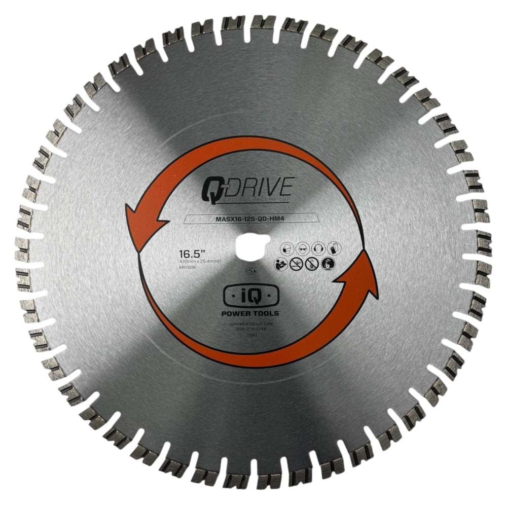 iQ Power Tools 16.5 Inch Segmented Rim Extreme Hard Diamond Blade for Masonry