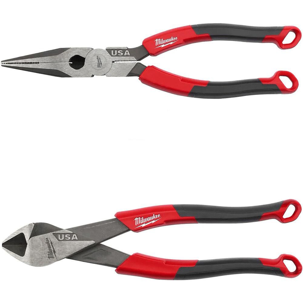 Milwaukee 8 Inch Long Nose Pliers, Diagonal Cutting Pliers Bundle