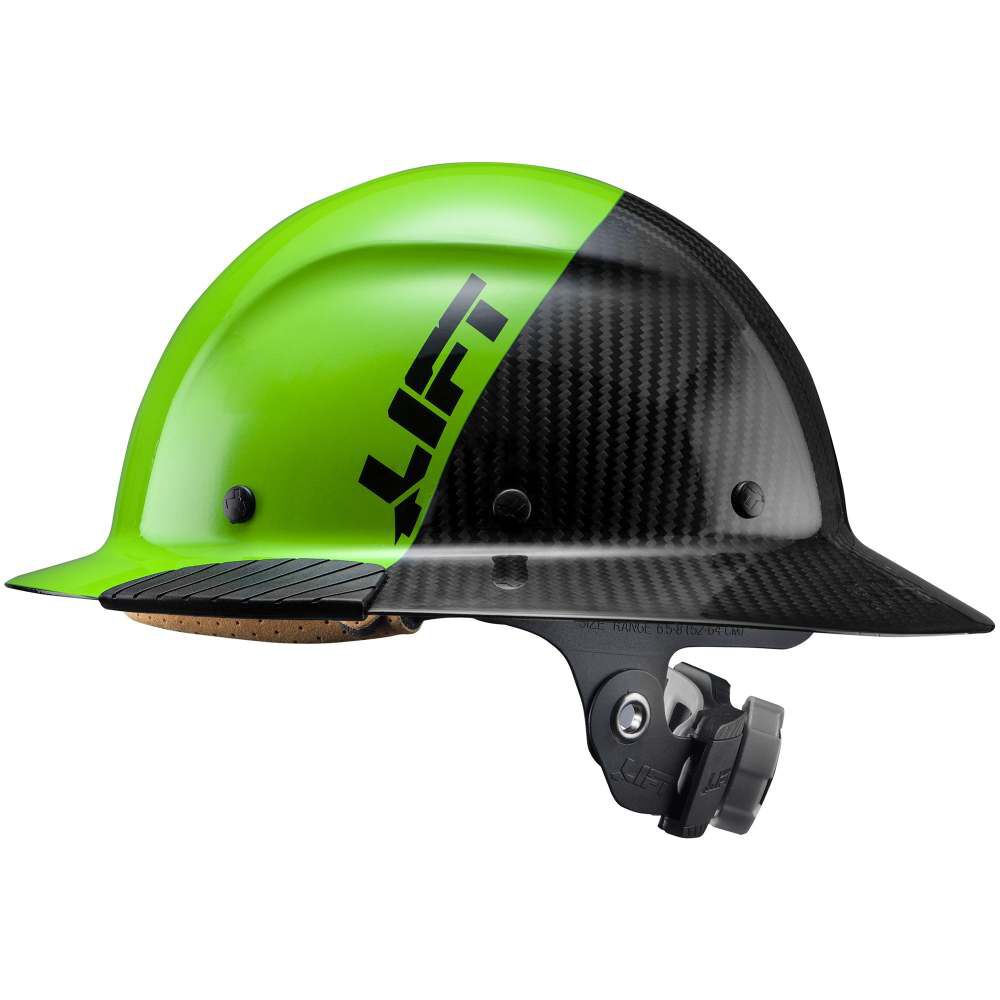 Lift Safety Green Dax Fifty 50 Carbon Fiber Full Brim Hardhat