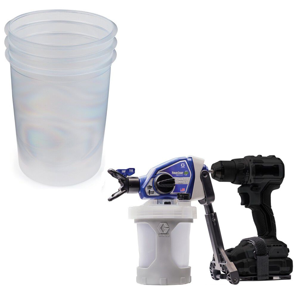 Graco 32 Oz FlexLiner Bag, TrueCoat 360 Connect Drill Sprayer Bundle