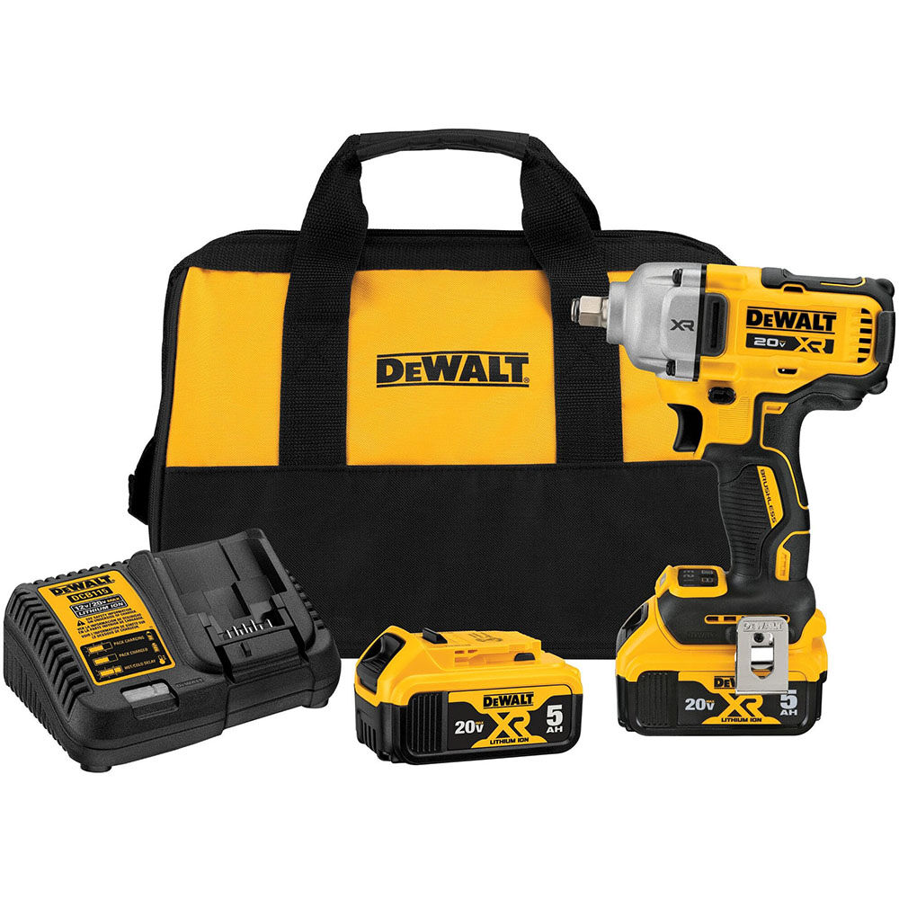 DEWALT 20V MAX XR 1/2in Mid Range Impact Wrench Kit with Hog Ring Anvil