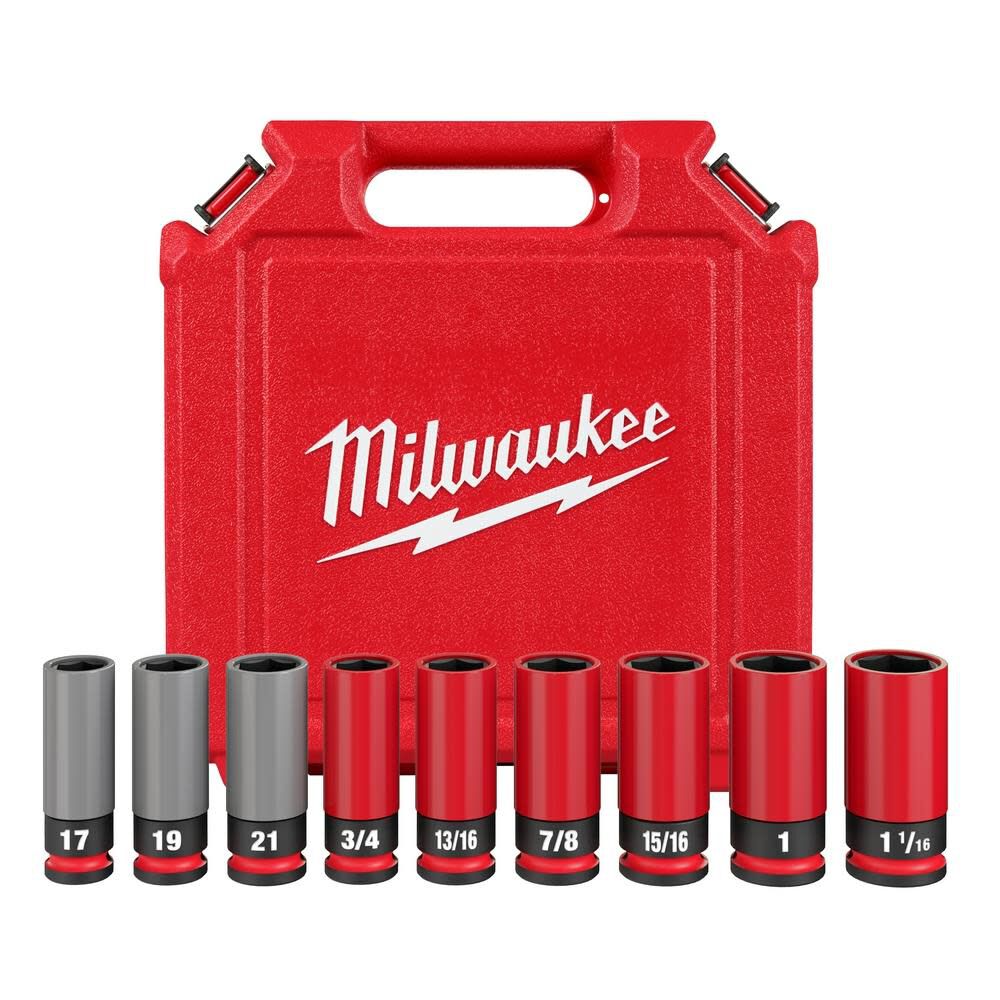 Milwaukee SHOCKWAVE Impact Duty Socket 1/2 Drive SAE & Metric 9PC Lug Nut Wheel Set