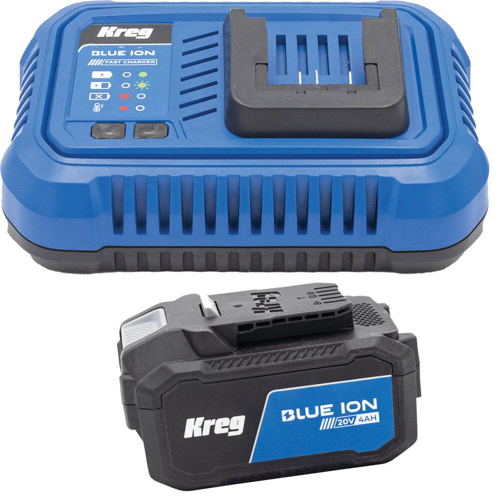 Kreg Blue Ion 20V Fast Charger and 20V 4.0 Ah Battery Bundle