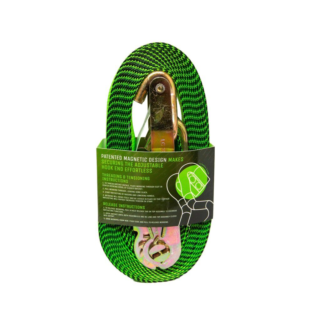 Fusion Grip Ratchet Strap with Magnetic Hook, 2 Inch x 27ft