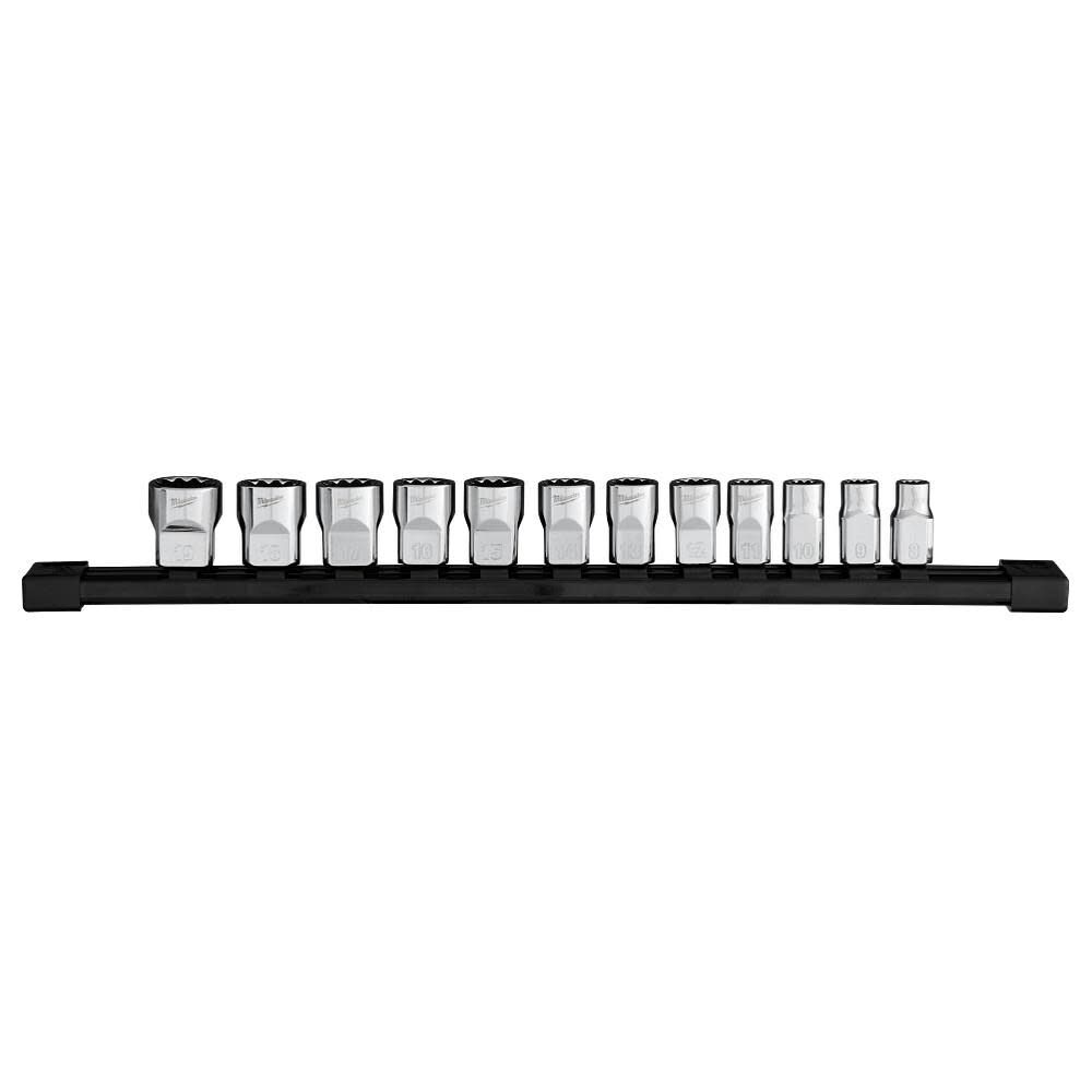 Milwaukee 3/8 Inch Drive 12-Point Metric Socket Set, 12 Pieces