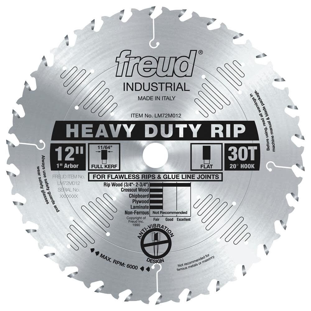 Freud 12 In. x 30T Heavy-Duty Rip Blade