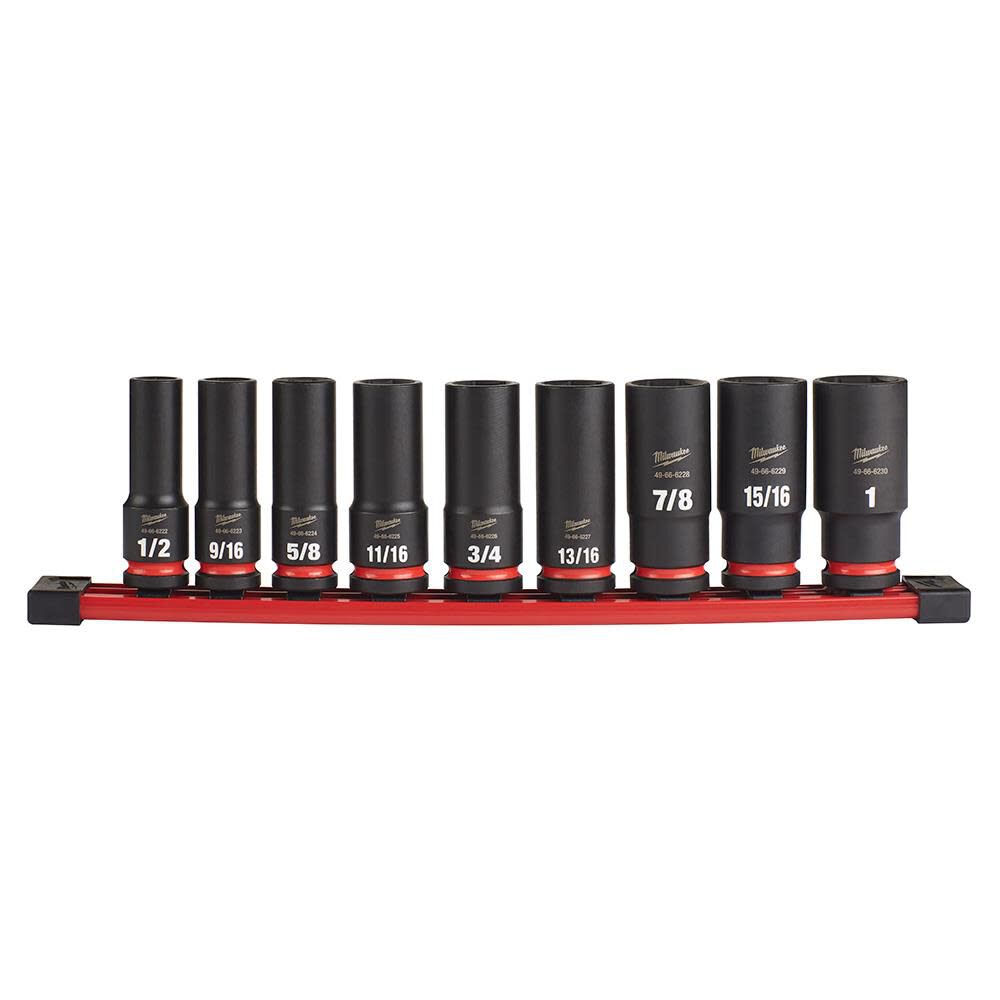 Milwaukee Impact Socket 1/2in Drive SAE 6 Point 9pc