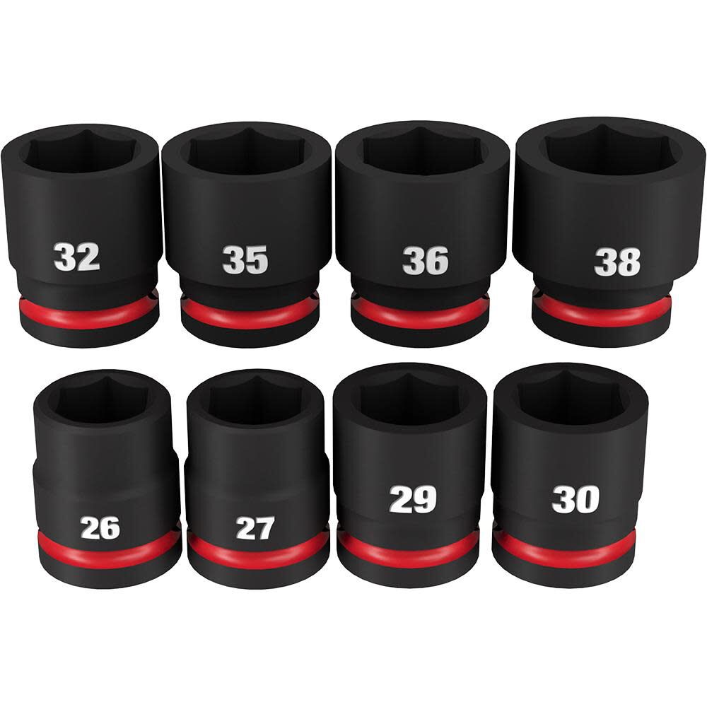 Milwaukee Impact Socket 3/4in Drive Standard Metric 6 Point 8pc