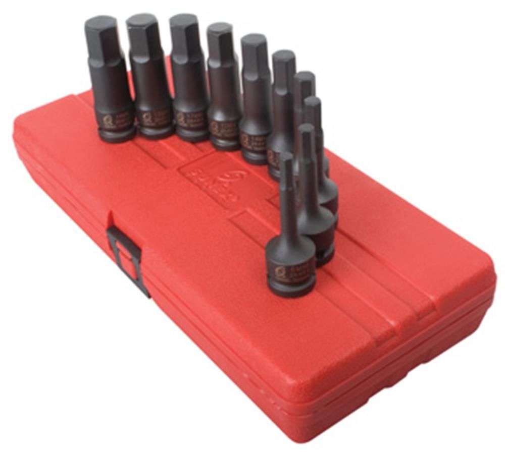 Sunex 1/2 In. Drive Metric Impact Hex Driver Set 10 pc.