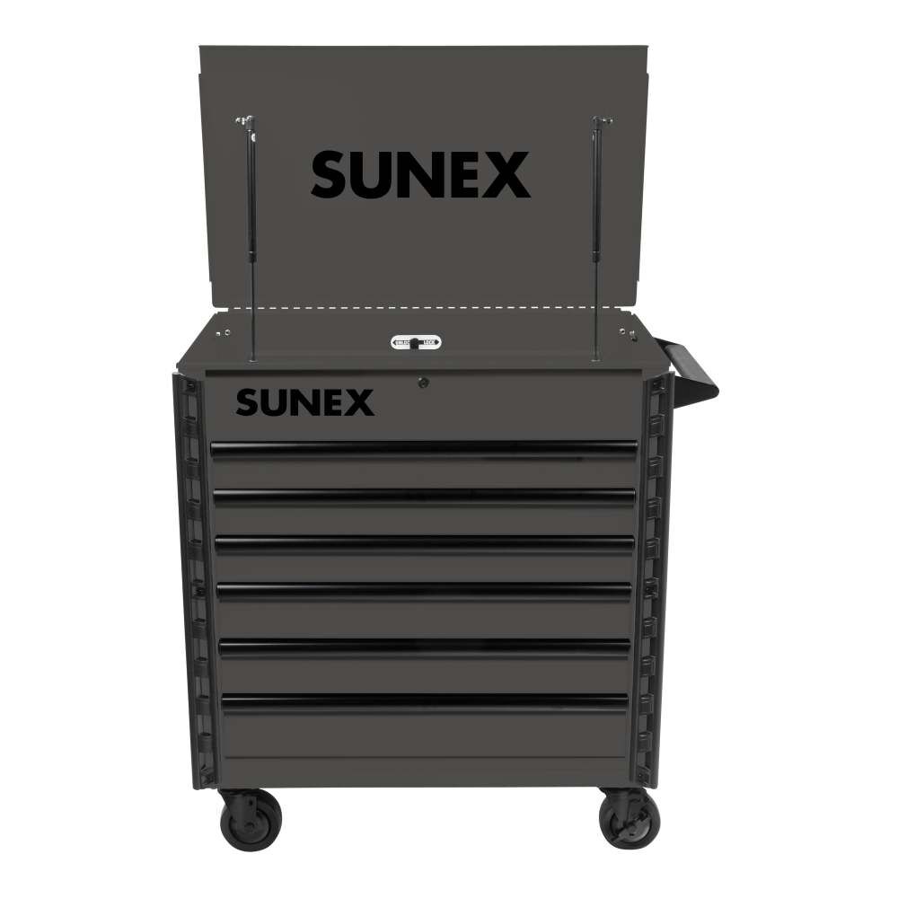 Sunex 39 Inch 6 Drawer Premium Service Cart in Gray