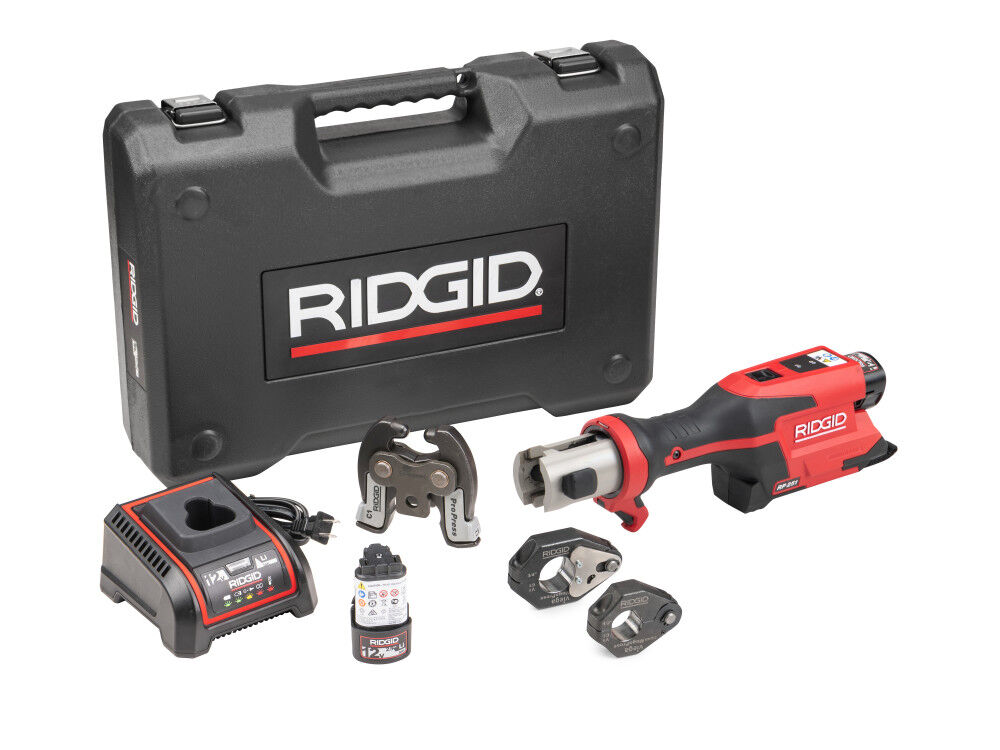 Ridgid RP 251 Press Tool Battery Kit (1/2 Inch-3/4 Inch) Rings with C1 Actuator