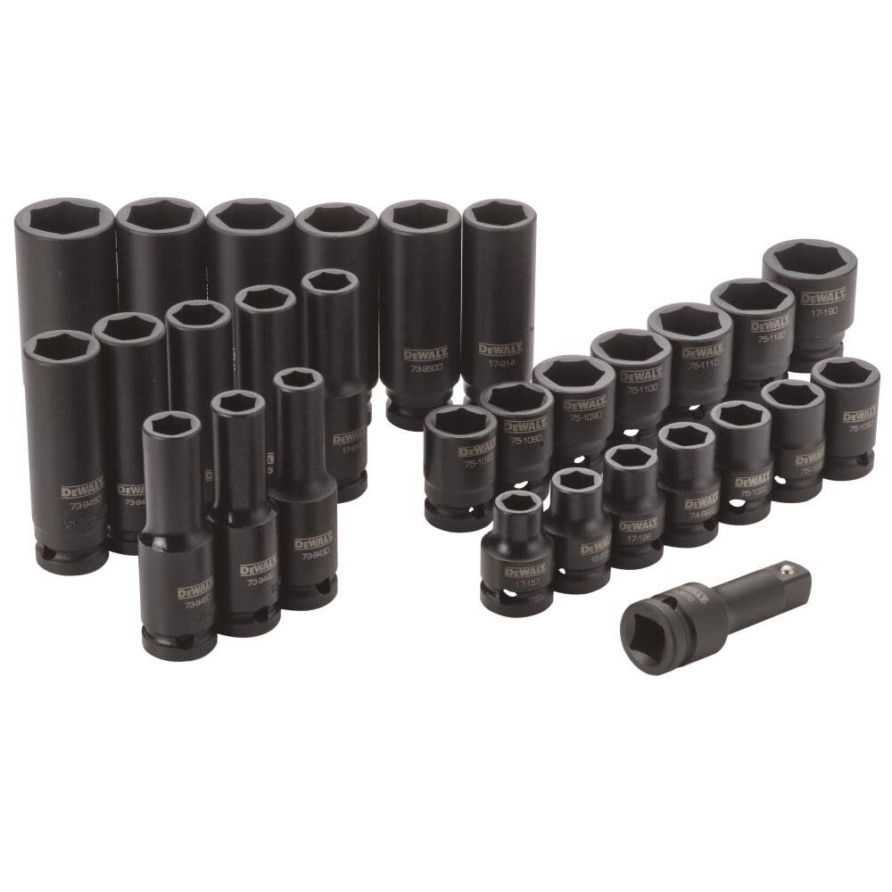DEWALT 30 Piece 1/2 in Drive Combination Impact Socket Set – 6 Point