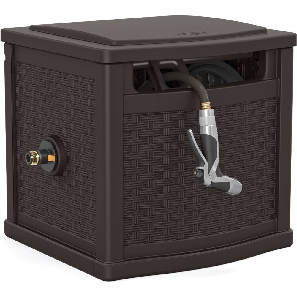 Suncast 150 Ft. Resin Slide Trak Hose Hideaway, Java