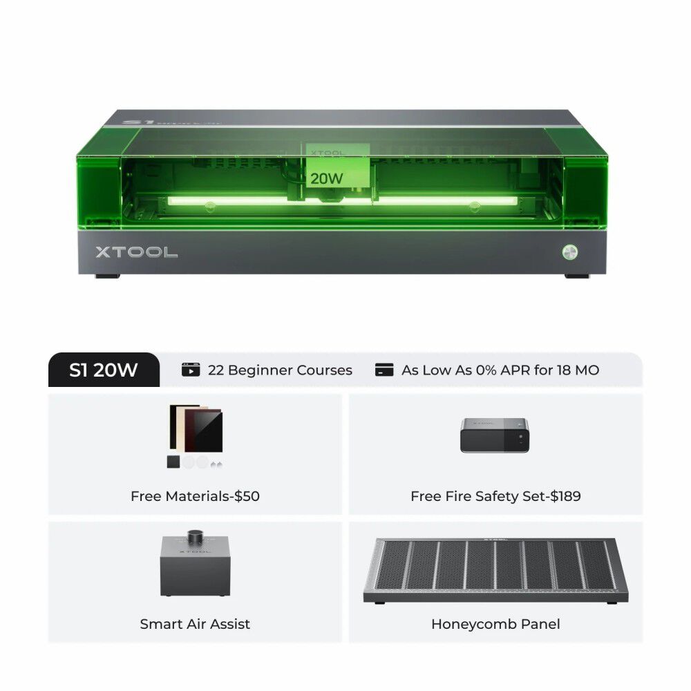 xTool S1 Laser Cutter and Engraver 20W Basic Kit