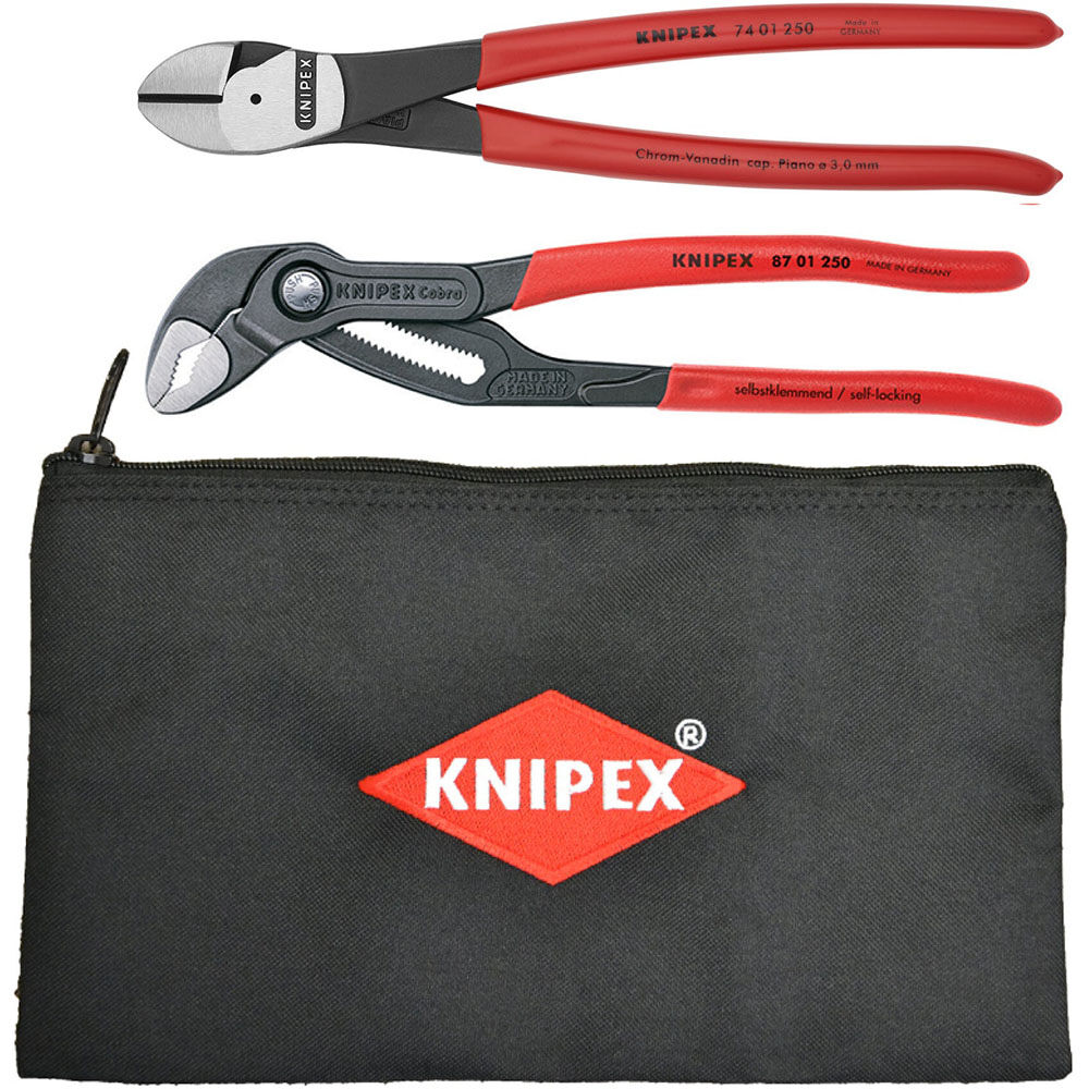 Knipex Cobra Water Pump Pliers 250mm & Cutter Set 2pc