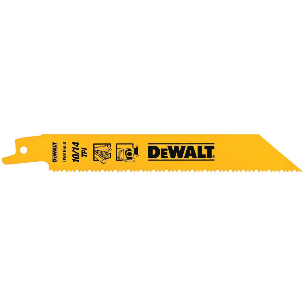DEWALT 6-in 10/14 TPI Straight Back Bi-Metal Reciprocating Blade (5 pack)