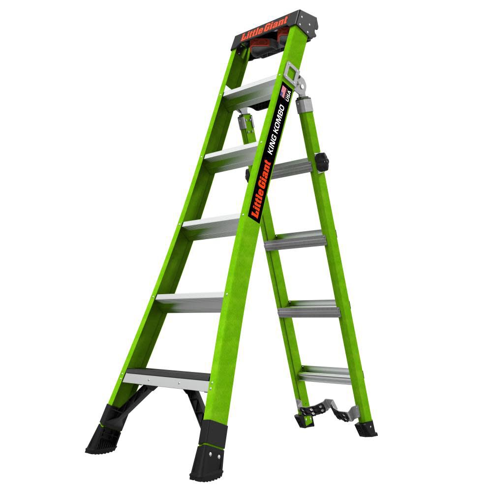 Little Giant Safety King Kombo XT 6′ ANSI Type IAA 375 lb Rated Fiberglass 3-in-1 Extendable All-Access Combination Ladder
