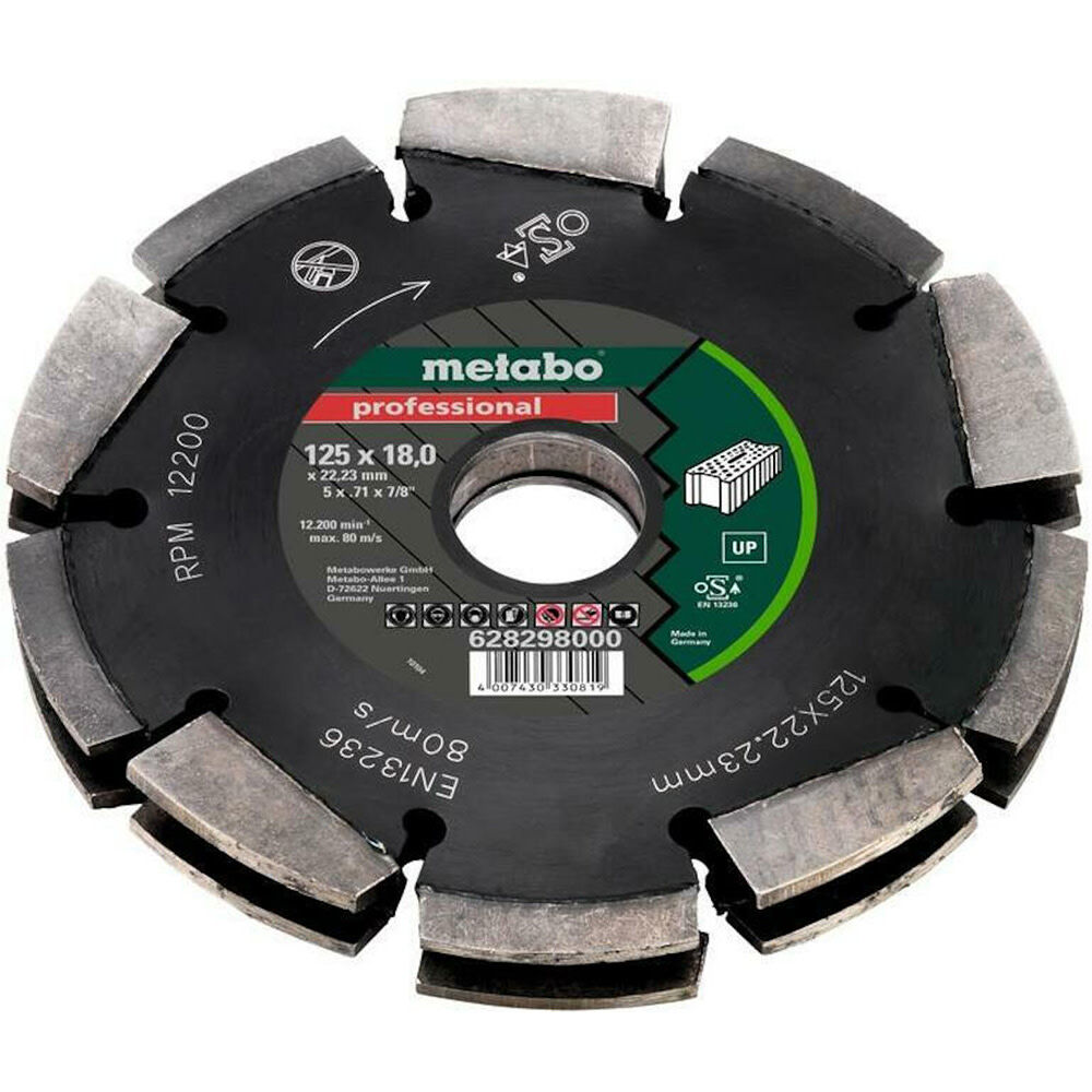 Metabo 5 Inch Professional Segmented Rim 2 Row Diamond Cutting Disc for Masonry