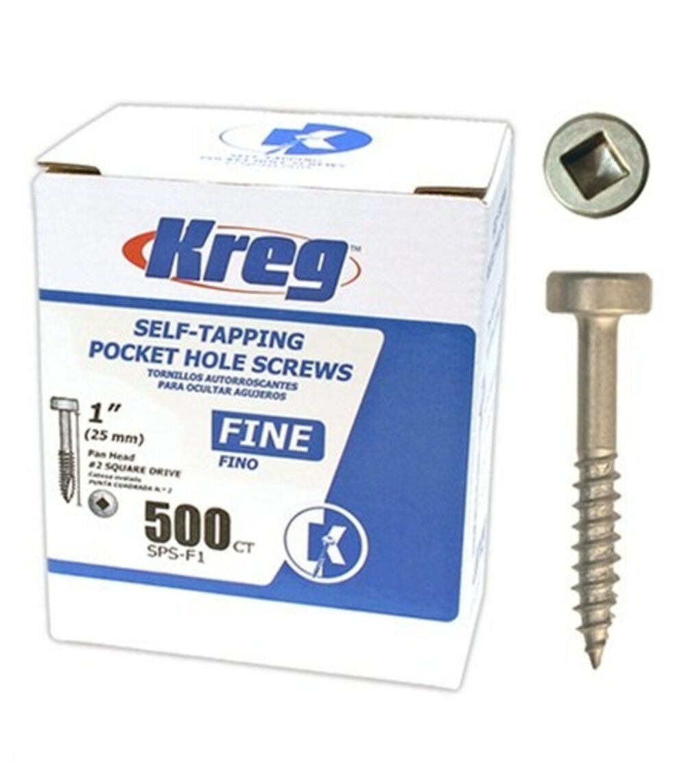 Kreg 1in #6 Fine Pan-Head Zinc Pocket Screw – 500ct