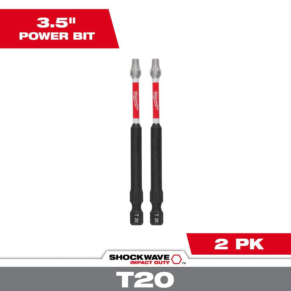 Milwaukee SHOCKWAVE Impact Bit 3 1/2inch T20 2pk