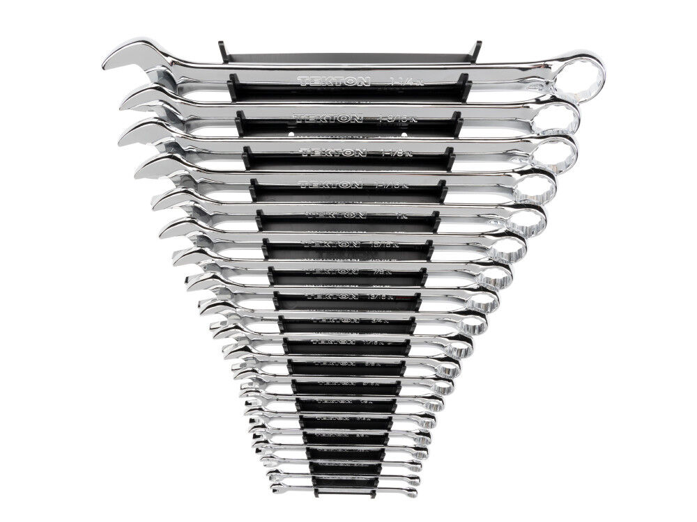 Tekton Combination Wrench Set with Rack, 19 Piece (1/4 – 1-1/4 Inch)