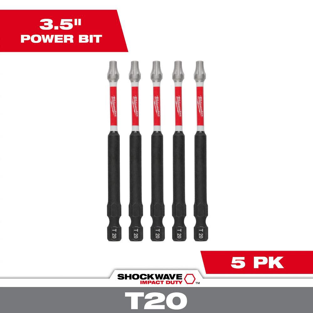 Milwaukee SHOCKWAVE 3.5 in. T20 Impact Driver Bits 5PK