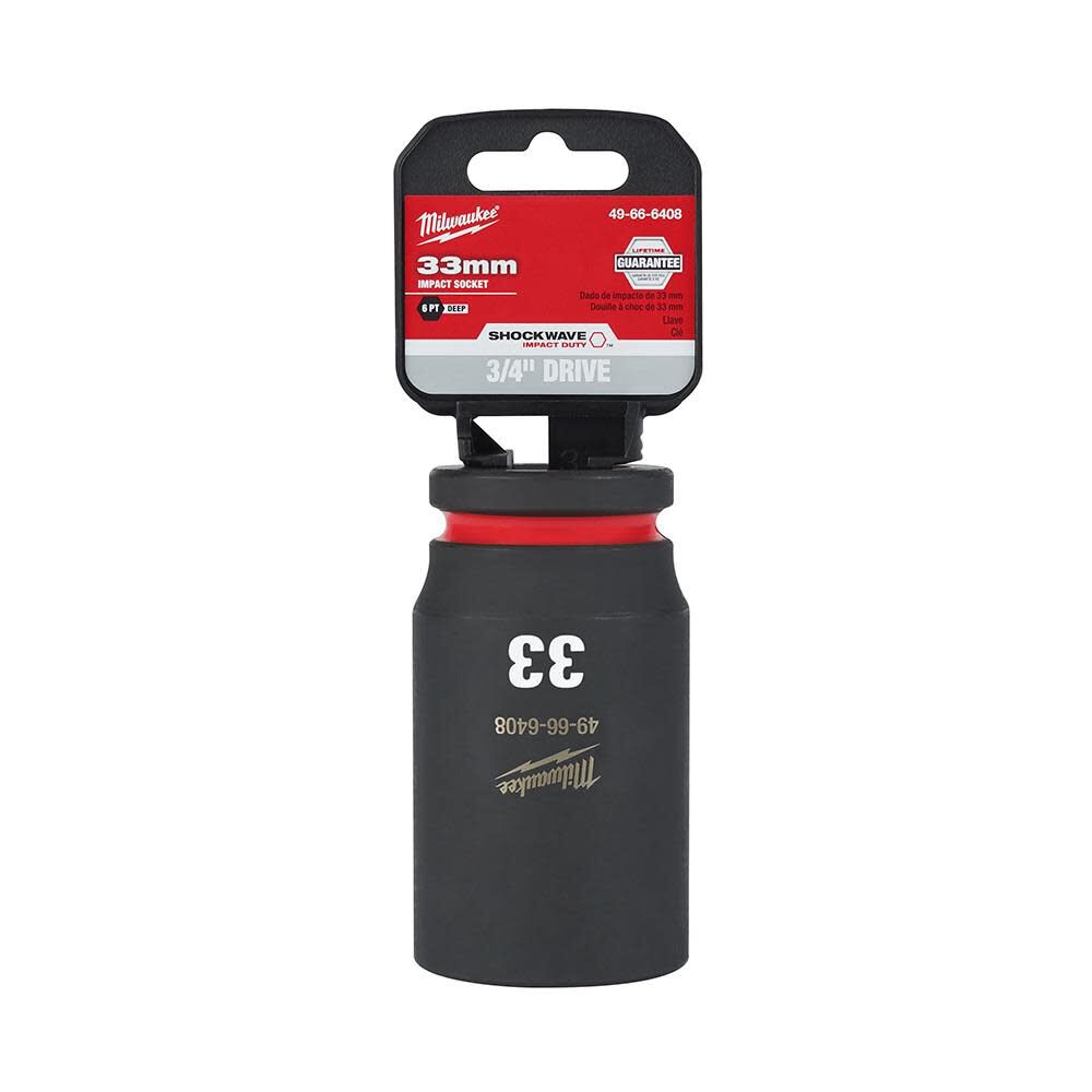 Milwaukee SHOCKWAVE Impact Duty Socket 3/4in Drive 33MM Deep 6 Point