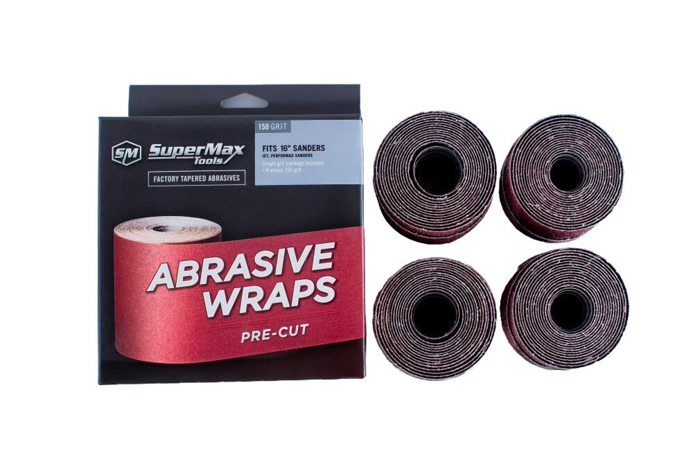 Supermax Tools 4 pack Box 36 80 120 Grit Pre-Cut abrasive for 16 In. Drum