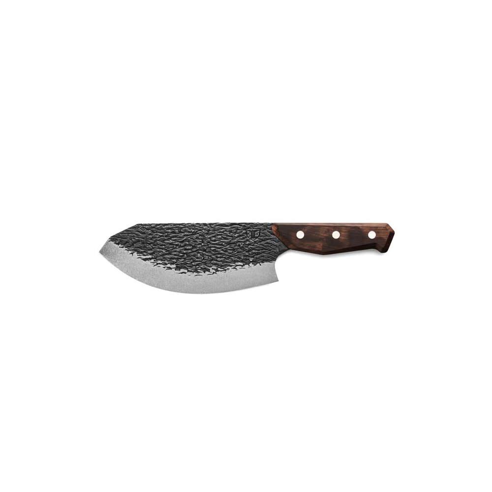 TRUE Primal Forge Steel Blade Rocker Butcher Knife with Wood Handle