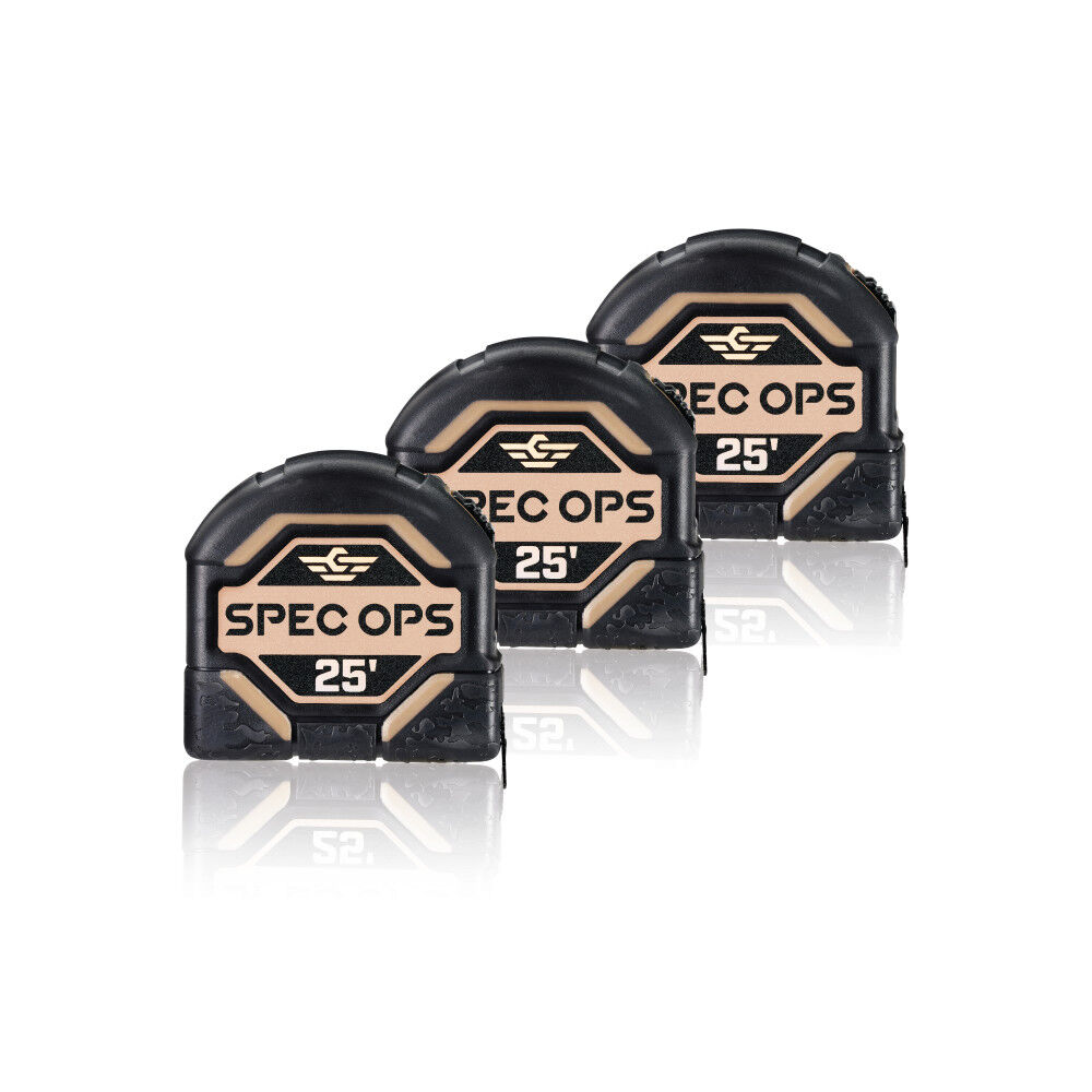 Spec Ops Tape Measures, 25 Feet, TM25, 3 Pack