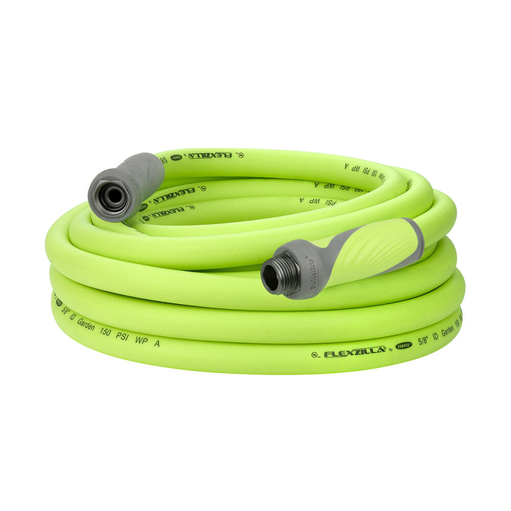 Flexzilla SwivelGrip Garden Hose, 5/8 Inch x 25 Feet, 3/4 Inch – 11 1/2 GHT Fittings, ZillaGreen