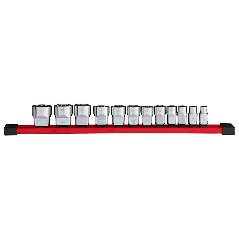 Milwaukee 3/8 Inch Drive 12-Point SAE Socket Set, 12 Pieces