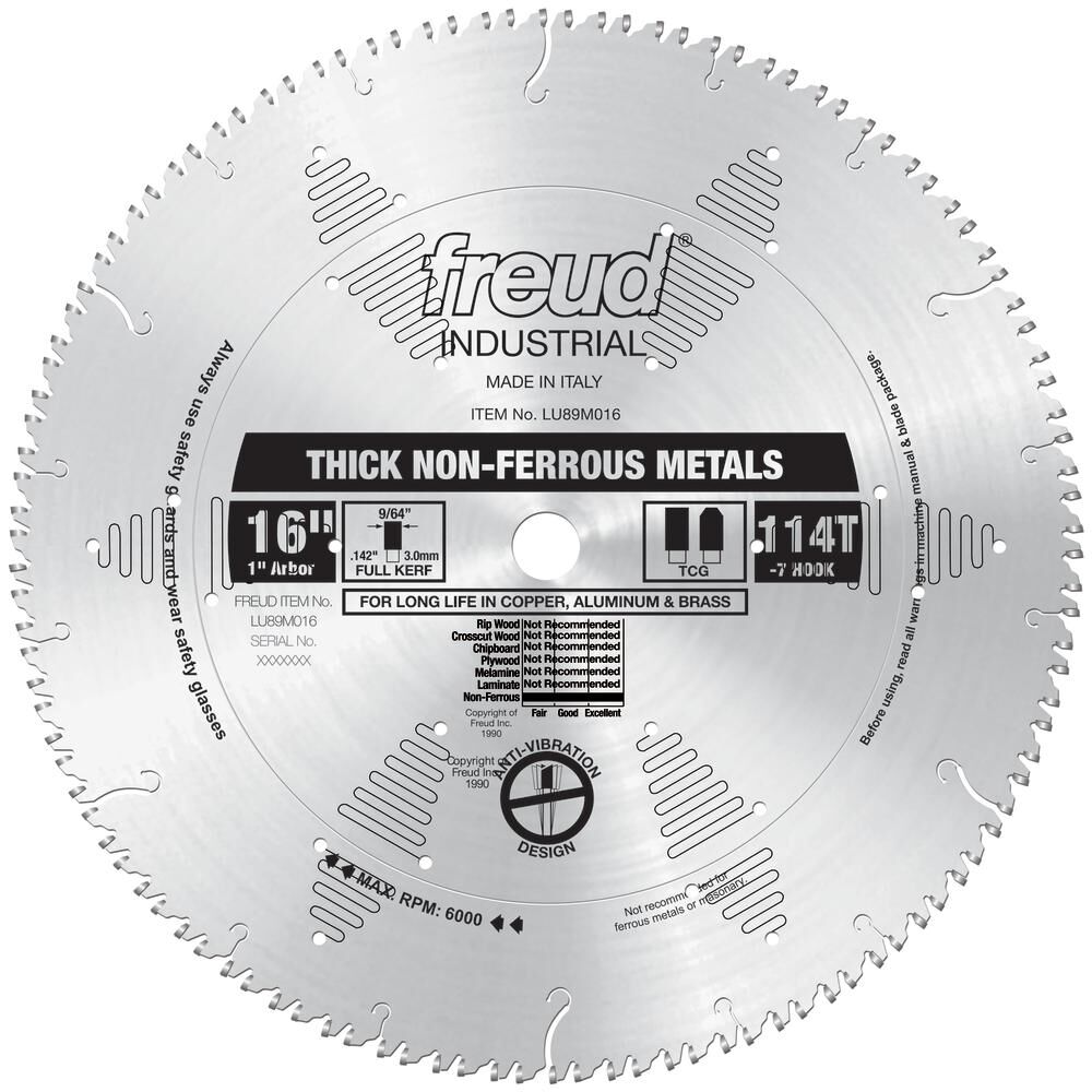 Freud 16in Thick Non-Ferrous Metal Blade