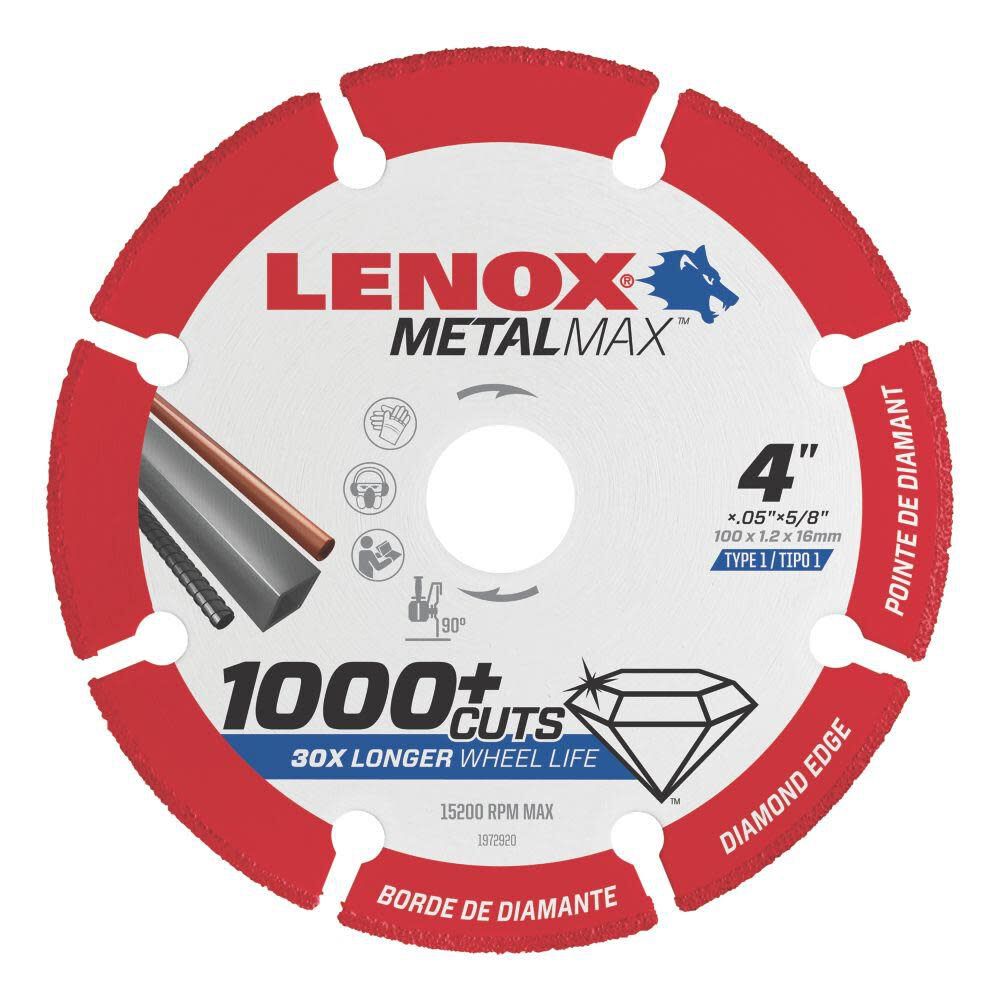 Lenox MetalMax 4 Inch Segmented Rim Diamond Cutting Wheel for Metal