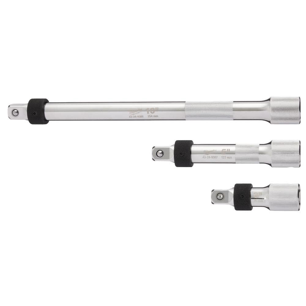 Milwaukee 1/2 Inch Drive Locking Extension Set, 3 Pieces