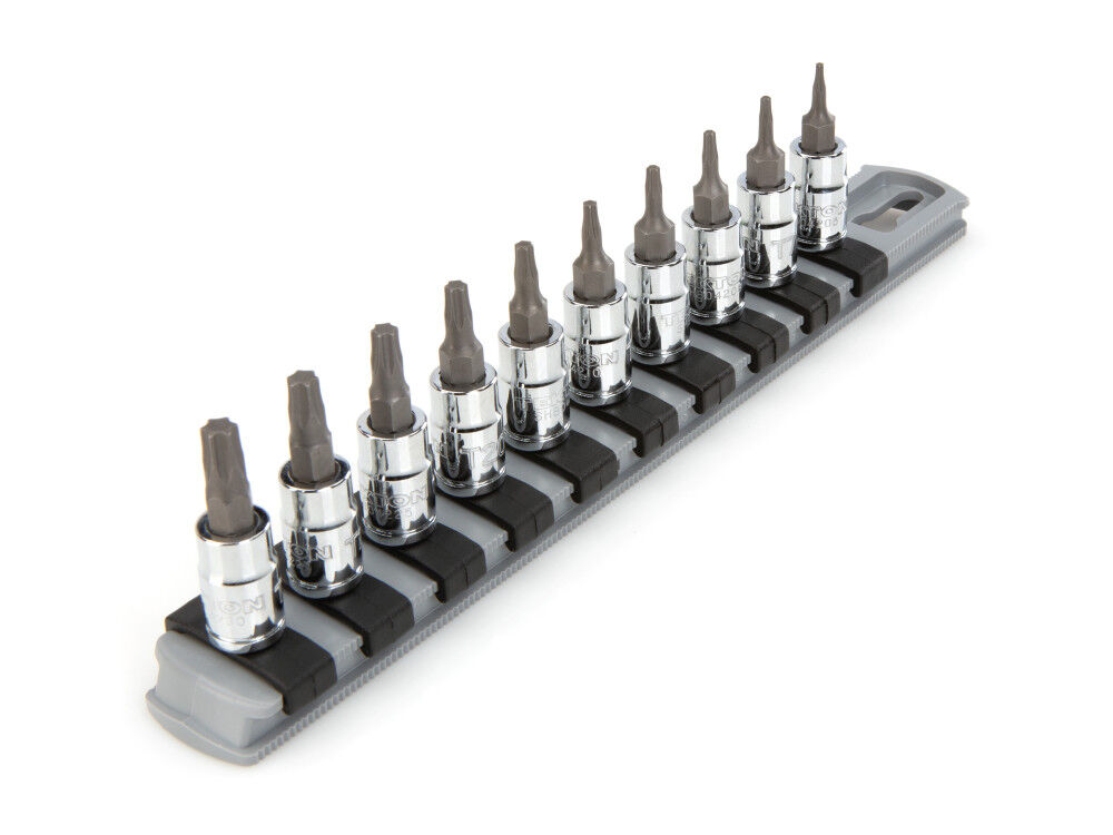 Tekton 1/4 Inch Drive Torx Bit Socket Set with Rail, 10-Piece (T6-T30)