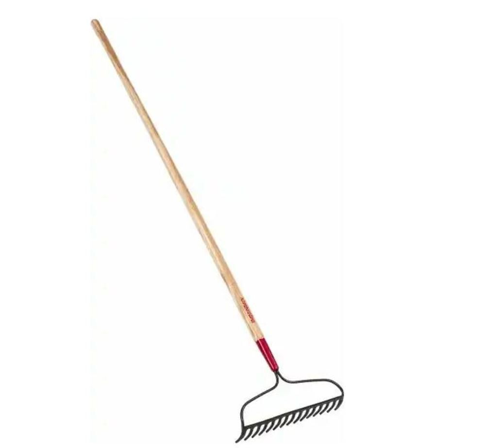 Razorback 16 Inch 15 Tine Bow Head Rake with 66 Inch Wood Handle