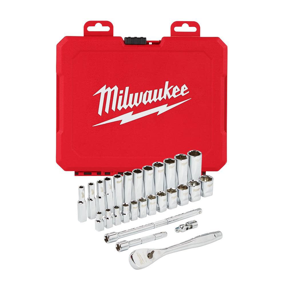 Milwaukee 1/4 in. Drive 28 pc. Ratchet & Socket Set – Metric