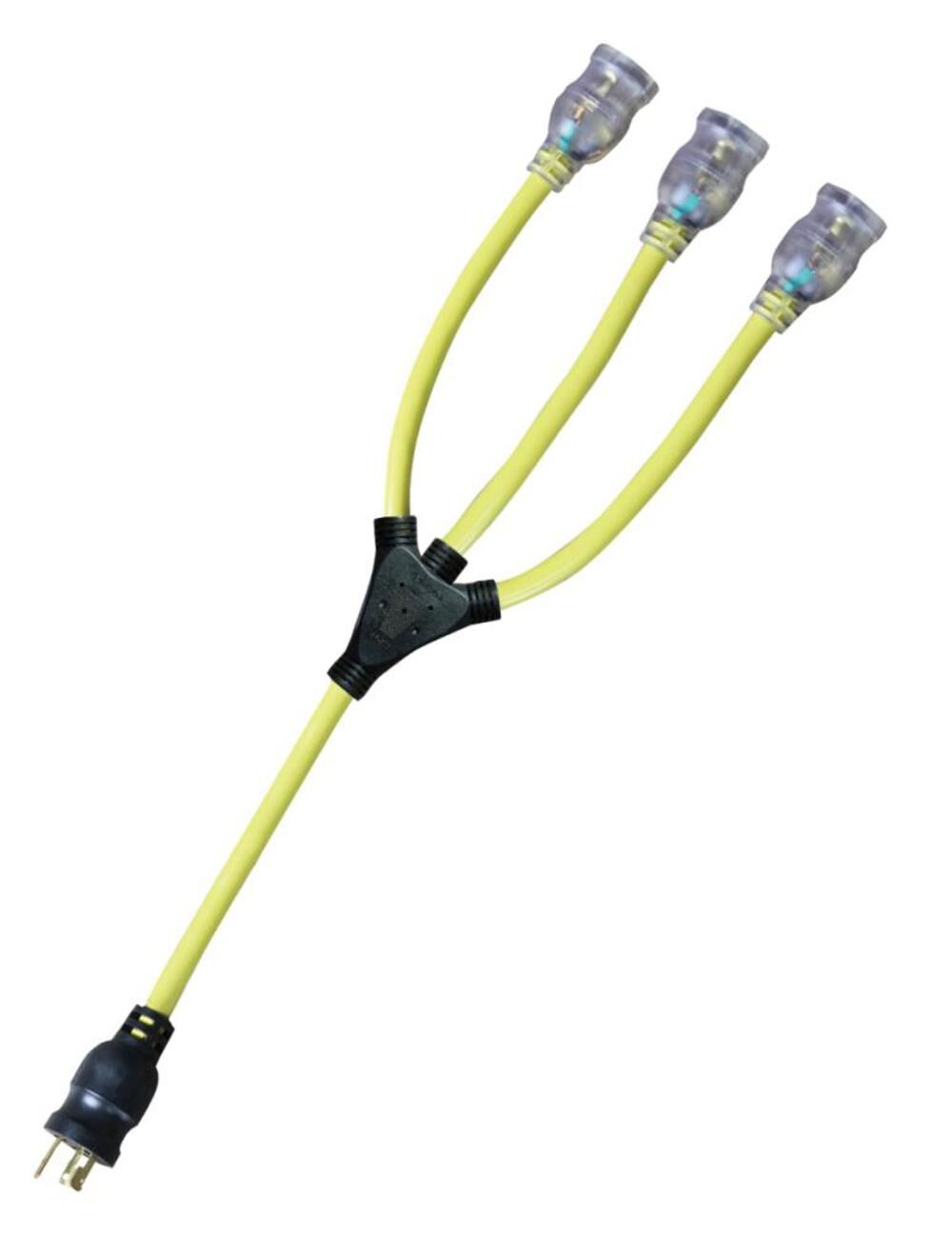Voltec 2 Ft. 12/3 STW Yellow with Adapter NEMA L5-20P L5-20