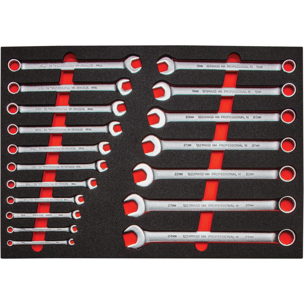 Proto Combination Wrench 12 Point Foamed Insert Set 18pc