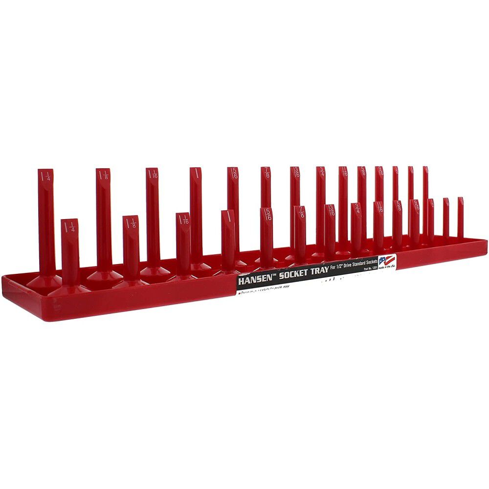 Hansen Global 2 Row Socket Tray 1/2in Drive 28 Slot SAE Red
